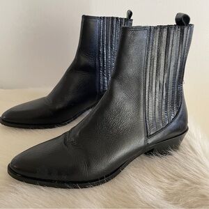 Zara Black Leather Ankle pointed Western Style Boots